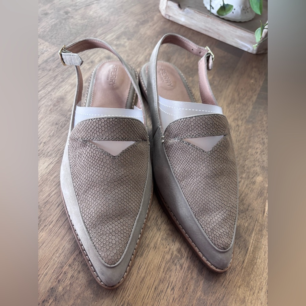 Sperry Taupe & Brown Slingback Loafers - Picture 2 of 8